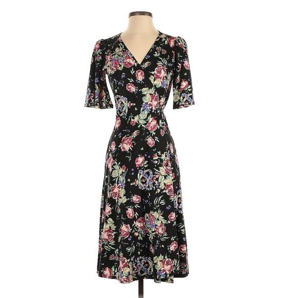 Reformation Laurel Dress - Size small - Bloom - floral wrap jersey midi dress - Picture 4 of 10